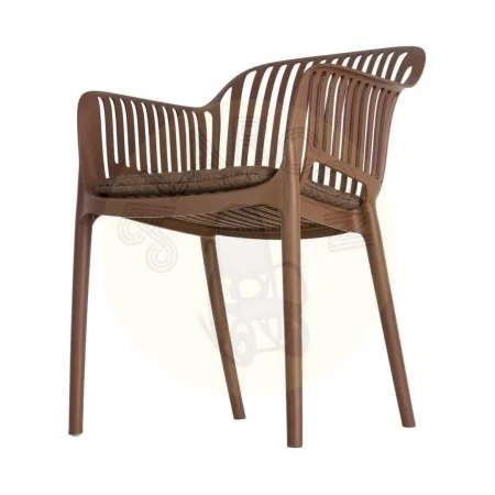 Silla apilable de polipropileno para exterior color marrón con cojín no desenfundable con tejido a prueba de agua 55x61x80cm - Ixia - 616252IX - foto-secundaria-5