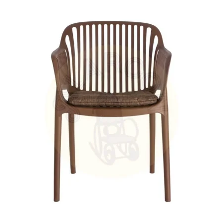 Silla apilable de polipropileno para exterior color marrón con cojín no desenfundable con tejido a prueba de agua 55x61x80cm - Ixia - 616252IX - foto-secundaria-6