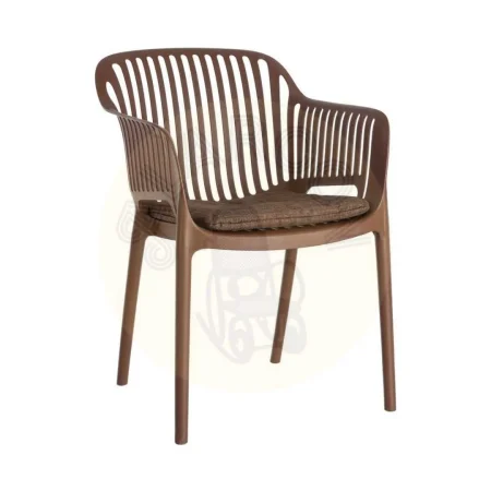 Silla apilable de polipropileno para exterior color marrón con cojín no desenfundable con tejido a prueba de agua 55x61x80cm - Ixia - 616252IX - foto-secundaria-9