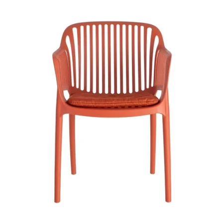 Silla apilable de polipropileno para exterior con cojín no desenfundable tejido a prueba de agua 55x61x80cm - Ixia - 616253IX - foto-blanco