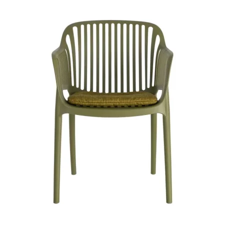 Silla apilable de polipropileno para exterior color verde con cojín resistente al agua 55x61x80cm - Ixia - 616254IX - foto-blanco