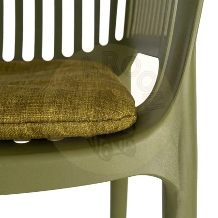 Silla apilable de polipropileno para exterior color verde con cojín resistente al agua 55x61x80cm - Ixia - 616254IX - foto-secundaria-1