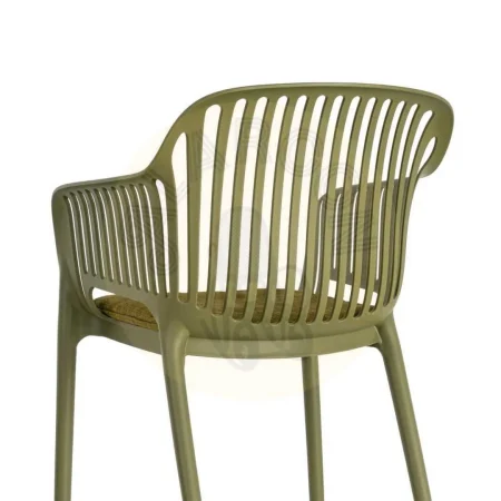 Silla apilable de polipropileno para exterior color verde con cojín resistente al agua 55x61x80cm - Ixia - 616254IX - foto-secundaria-2