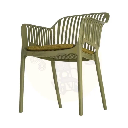 Silla apilable de polipropileno para exterior color verde con cojín resistente al agua 55x61x80cm - Ixia - 616254IX - foto-secundaria-5