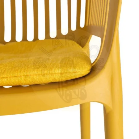 Silla apilable de polipropileno para exterior con cojín resistente al agua color mostaza 55x61x80cm - Ixia - 616255IX - foto-secundaria-1
