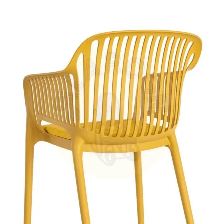 Silla apilable de polipropileno para exterior con cojín resistente al agua color mostaza 55x61x80cm - Ixia - 616255IX - foto-secundaria-2