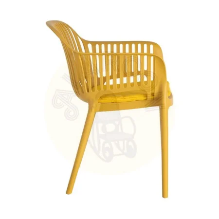 Silla apilable de polipropileno para exterior con cojín resistente al agua color mostaza 55x61x80cm - Ixia - 616255IX - foto-secundaria-3