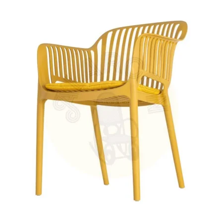 Silla apilable de polipropileno para exterior con cojín resistente al agua color mostaza 55x61x80cm - Ixia - 616255IX - foto-secundaria-5