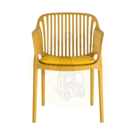Silla apilable de polipropileno para exterior con cojín resistente al agua color mostaza 55x61x80cm - Ixia - 616255IX - foto-secundaria-6