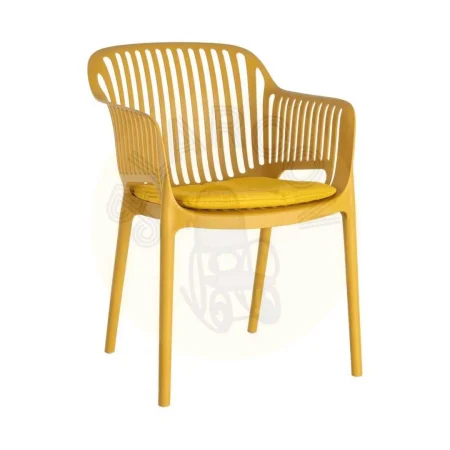 Silla apilable de polipropileno para exterior con cojín resistente al agua color mostaza 55x61x80cm - Ixia - 616255IX - foto-secundaria-9