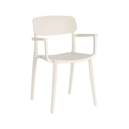 Silla apilable en polipropileno color crema apta para exterior y uso contract 51.50x51x80cm - Ixia - 616256IX - foto-blanco