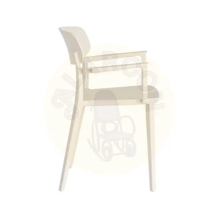 Silla apilable en polipropileno color crema apta para exterior y uso contract 51.50x51x80cm - Ixia - 616256IX - foto-secundaria-3