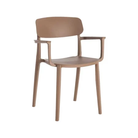 Silla apilable en polipropileno marrón con protección UV apta para exterior y uso contract EN581 altura asiento 45cm 51.50x51x80cm - Ixia - 616258IX - foto-blanco