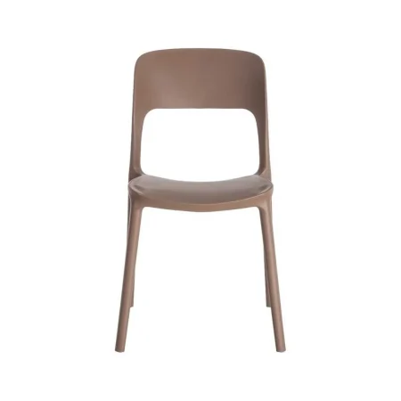 Silla apilable marrón en polipropileno con protección UV para exterior y uso contract 58x41x82cm - Ixia - 616263IX - foto-blanco