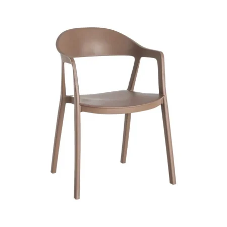 Silla apilable marrón en polipropileno con protección UV apta para exterior y uso contract 52x52x80cm - Ixia - 616268IX - foto-blanco