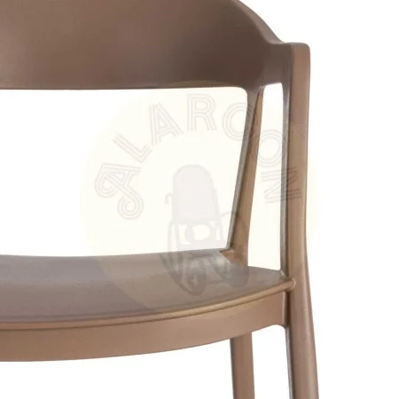 Silla apilable marrón en polipropileno con protección UV apta para exterior y uso contract 52x52x80cm - Ixia - 616268IX - foto-secundaria-1