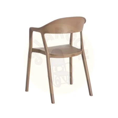 Silla apilable marrón en polipropileno con protección UV apta para exterior y uso contract 52x52x80cm - Ixia - 616268IX - foto-secundaria-2