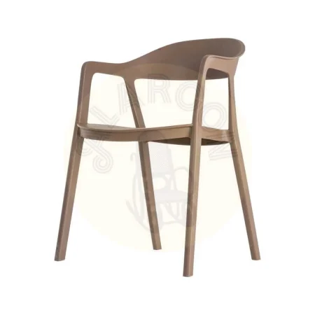 Silla apilable marrón en polipropileno con protección UV apta para exterior y uso contract 52x52x80cm - Ixia - 616268IX - foto-secundaria-5