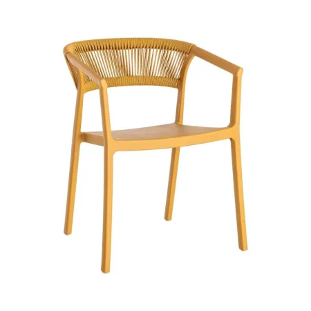 Silla apilable de polipropileno con respaldo de cuerda mostaza 56x54x75.50cm - Ixia - 616271IX - foto-blanco