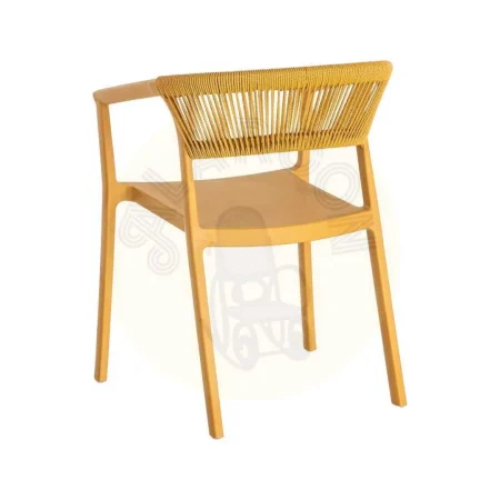 Silla apilable de polipropileno con respaldo de cuerda mostaza 56x54x75.50cm - Ixia - 616271IX - foto-secundaria-2