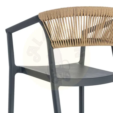 Silla taburete polipropileno con cuerda de polietileno antracita 55.80x59.80x104.50cm - Ixia - 616273IX - foto-secundaria-7
