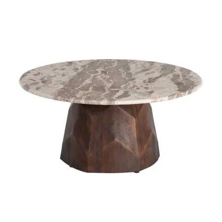 Mesa de centro en madera de mango y mármol para salón 90x90x40cm - Ixia - 616283IX - foto-blanco