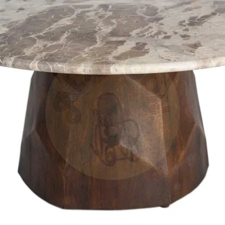Mesa de centro en madera de mango y mármol para salón 90x90x40cm - Ixia - 616283IX - foto-secundaria-3
