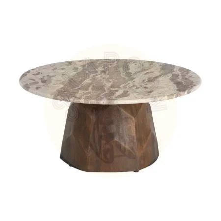 Mesa de centro en madera de mango y mármol para salón 90x90x40cm - Ixia - 616283IX - foto-secundaria-5
