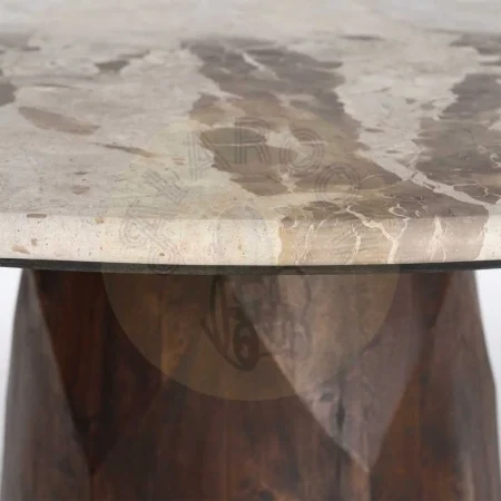 Mesa de comedor en madera de mango con sobre de mármol 120x120x77cm - Ixia - 616284IX - foto-secundaria-2