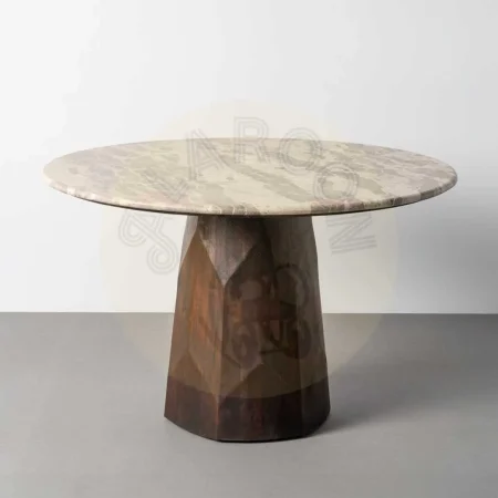 Mesa de comedor en madera de mango con sobre de mármol 120x120x77cm - Ixia - 616284IX - foto-secundaria-7