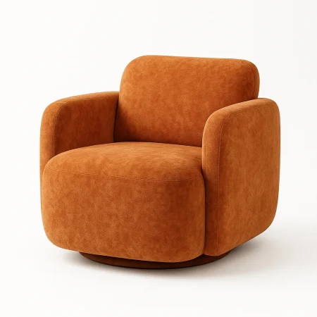Sillón giratorio terracota tejido 100% poliéster estructura madera y metal relleno foam densidad 35 87x85x66cm - Ixia - 616328IX - foto-blanco
