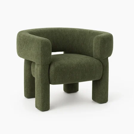 Sillón tejido verde con estructura de pino y asiento acolchado 81x72x69cm - Ixia - 616329IX - foto-blanco