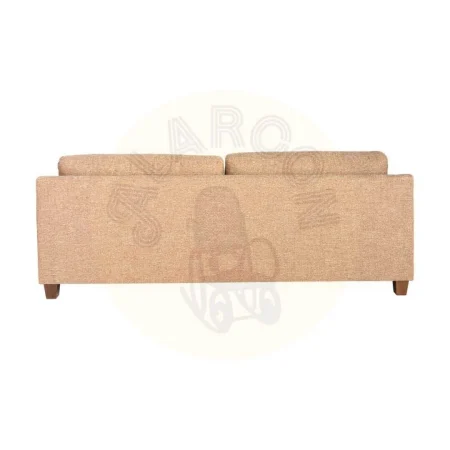 Sofá 3 plazas ocre en tejido 100% poliéster estructura de madera patas en madera de caucho cojines desenfundables 221x90x87cm - Ixia - 616332IX - foto-secundaria-2