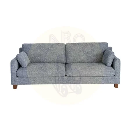 Sofá 3 plazas azul tejido 100% poliéster estructura y patas de madera cojines desenfundables 221x90x87cm - Ixia - 616333IX - foto-secundaria-1