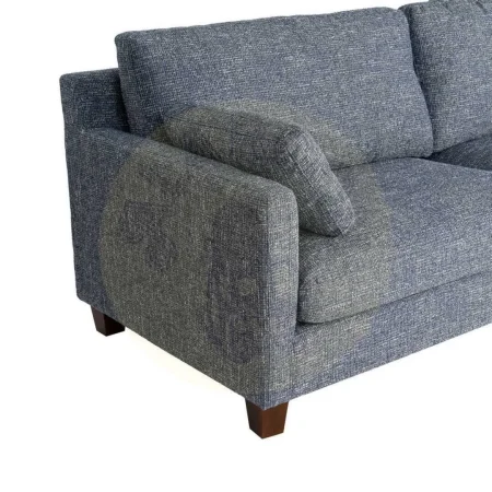 Sofá 3 plazas azul tejido 100% poliéster estructura y patas de madera cojines desenfundables 221x90x87cm - Ixia - 616333IX - foto-secundaria-4