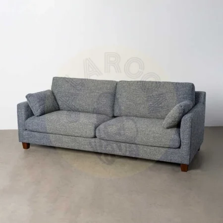 Sofá 3 plazas azul tejido 100% poliéster estructura y patas de madera cojines desenfundables 221x90x87cm - Ixia - 616333IX - foto-secundaria-9