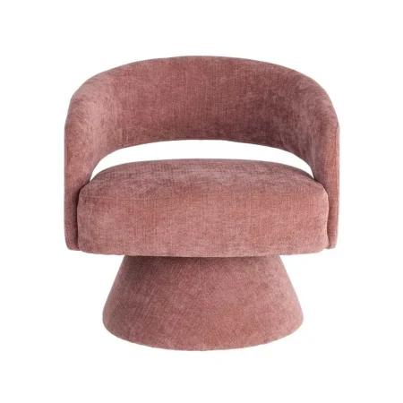 Sillón giratorio rosa en tejido y madera 71x68x72cm - Ixia - 616334IX - foto-blanco