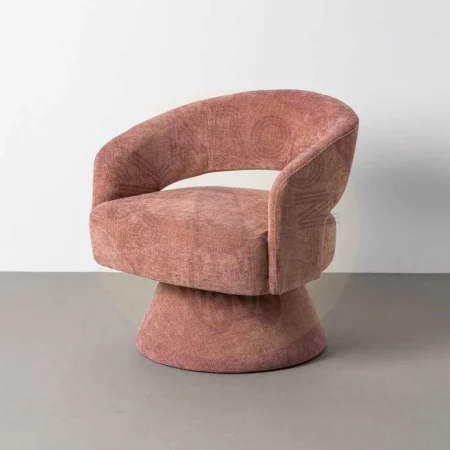 Sillón giratorio rosa en tejido y madera 71x68x72cm - Ixia - 616334IX - foto-secundaria-10