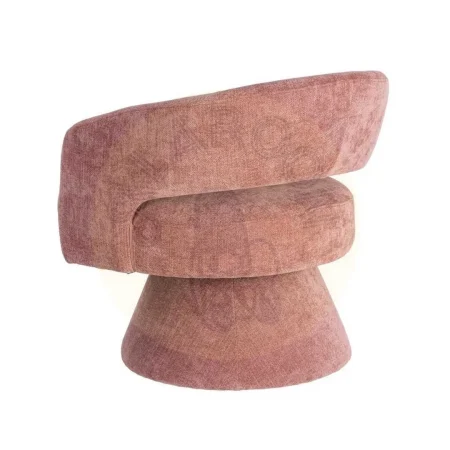 Sillón giratorio rosa en tejido y madera 71x68x72cm - Ixia - 616334IX - foto-secundaria-2