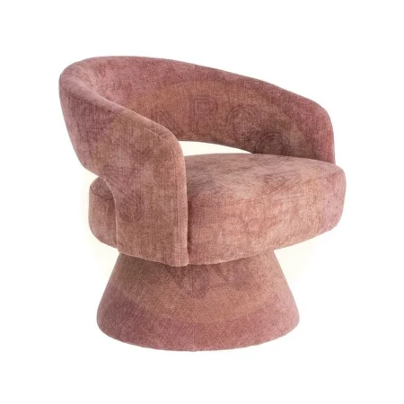 Sillón giratorio rosa en tejido y madera 71x68x72cm - Ixia - 616334IX - foto-secundaria-9