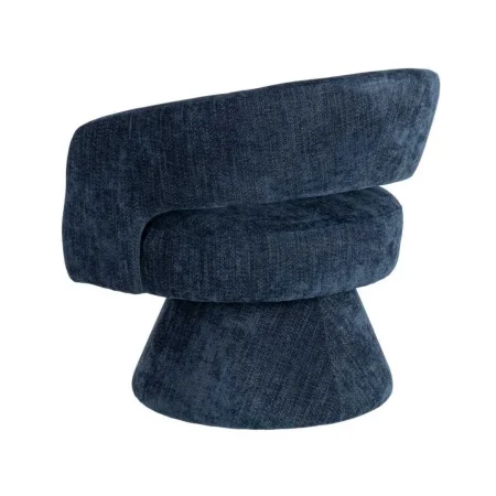 Sillón giratorio azul tapizado en tejido 100% poliéster con estructura de madera y hierro 71x68x72cm - Ixia - 616335IX - foto-blanco