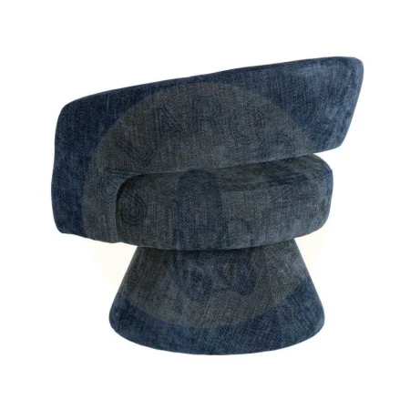 Sillón giratorio azul tapizado en tejido 100% poliéster con estructura de madera y hierro 71x68x72cm - Ixia - 616335IX - foto-secundaria-1