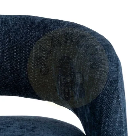 Sillón giratorio azul tapizado en tejido 100% poliéster con estructura de madera y hierro 71x68x72cm - Ixia - 616335IX - foto-secundaria-3