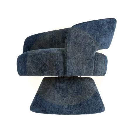 Sillón giratorio azul tapizado en tejido 100% poliéster con estructura de madera y hierro 71x68x72cm - Ixia - 616335IX - foto-secundaria-4