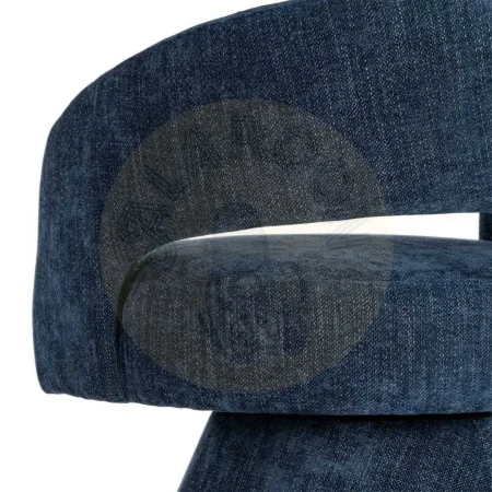 Sillón giratorio azul tapizado en tejido 100% poliéster con estructura de madera y hierro 71x68x72cm - Ixia - 616335IX - foto-secundaria-7