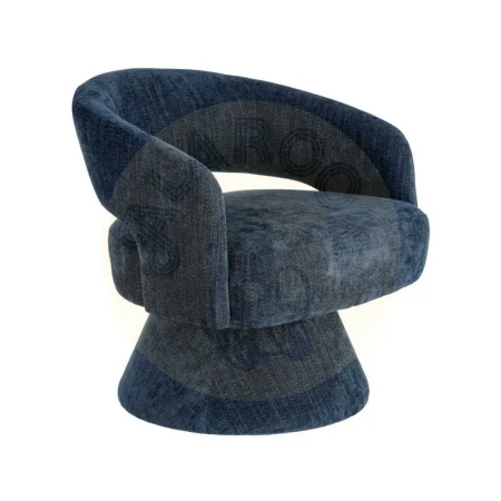 Sillón giratorio azul tapizado en tejido 100% poliéster con estructura de madera y hierro 71x68x72cm - Ixia - 616335IX - foto-secundaria-8