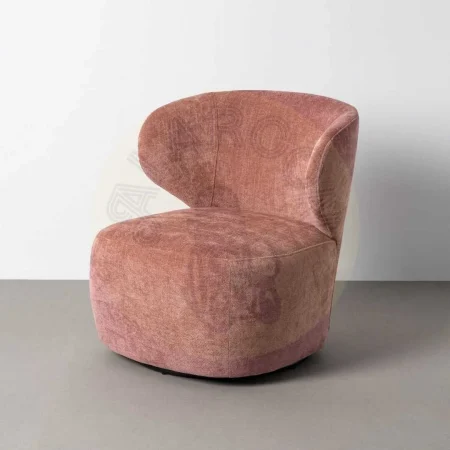 Sillón giratorio rosa en tejido y madera 73x68x74cm - Ixia - 616336IX - foto-secundaria-10