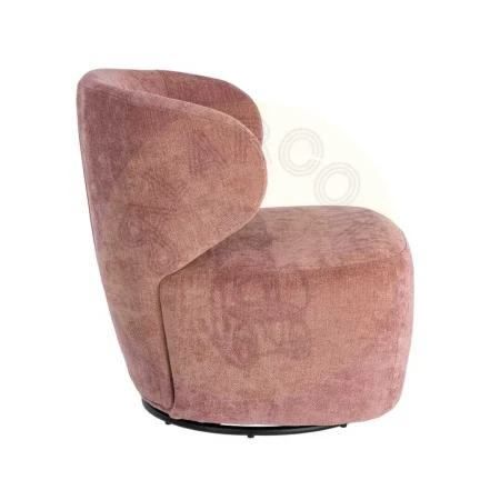 Sillón giratorio rosa en tejido y madera 73x68x74cm - Ixia - 616336IX - foto-secundaria-3