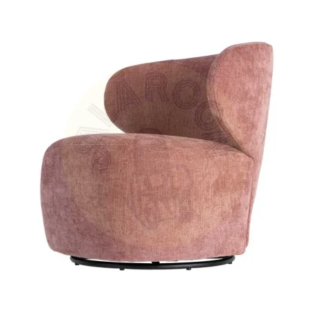 Sillón giratorio rosa en tejido y madera 73x68x74cm - Ixia - 616336IX - foto-secundaria-5