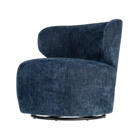 Sillón giratorio azul tapizado en tejido con estructura de madera y hierro 73x68x74cm - Ixia - 616337IX - foto-blanco